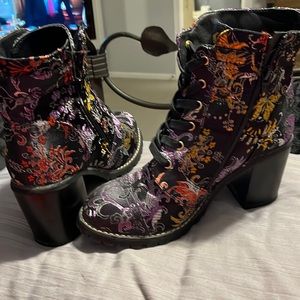 Black fabric ankle boots
